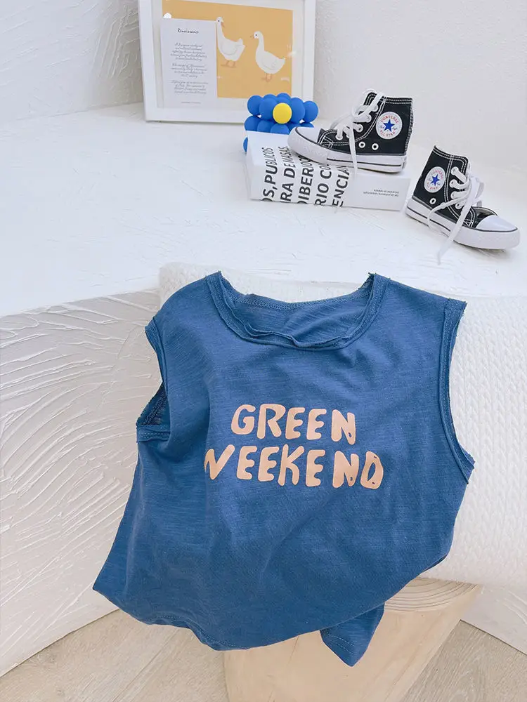 Green Weekend Sleeveless Vest for Boys Pure Cotton — feature 4