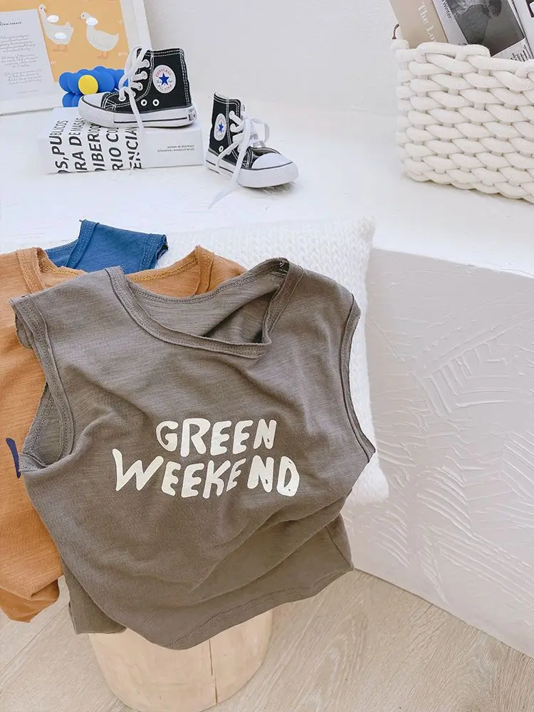 Green Weekend Sleeveless Vest for Boys Pure Cotton — feature 5