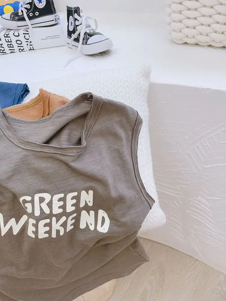 Green Weekend Sleeveless Vest for Boys Pure Cotton — feature 6