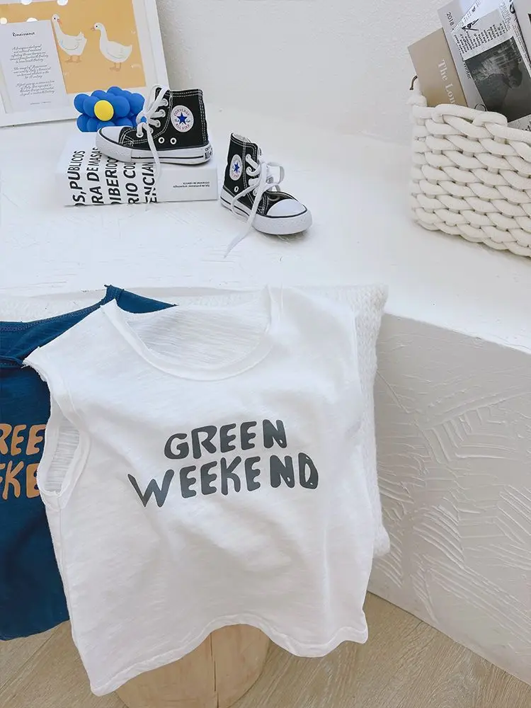 Green Weekend Sleeveless Vest for Boys Pure Cotton — feature 7