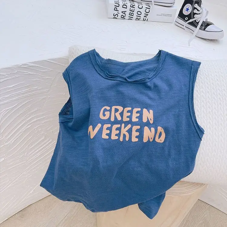 Green Weekend Sleeveless Vest for Boys Pure Cotton - Image 3