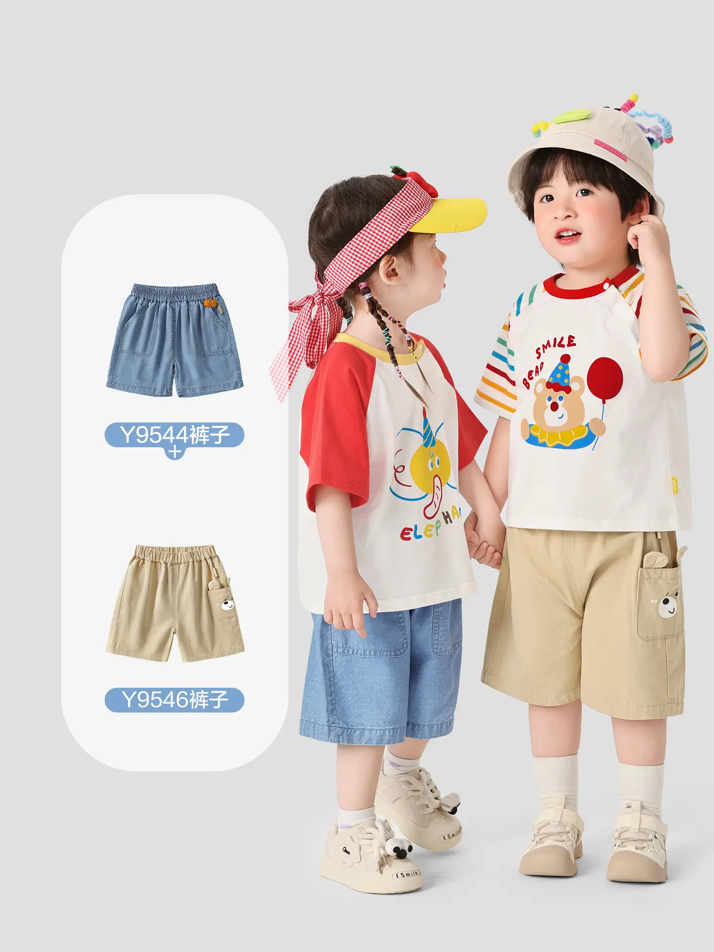 Girls Boys Summer T-Shirt Set with Hat & Shorts - Image 6