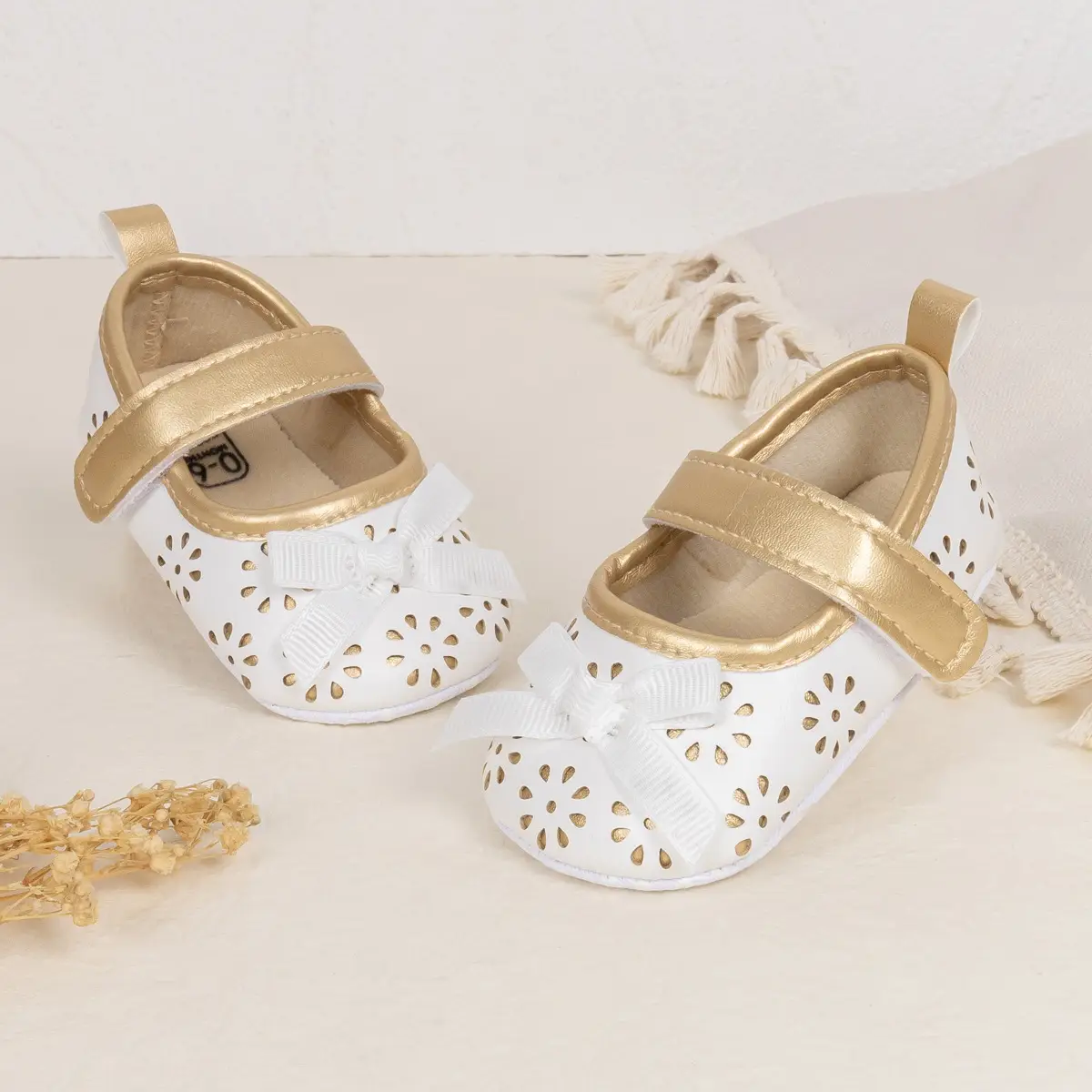 White Cut Out Baby Slippers for Girls