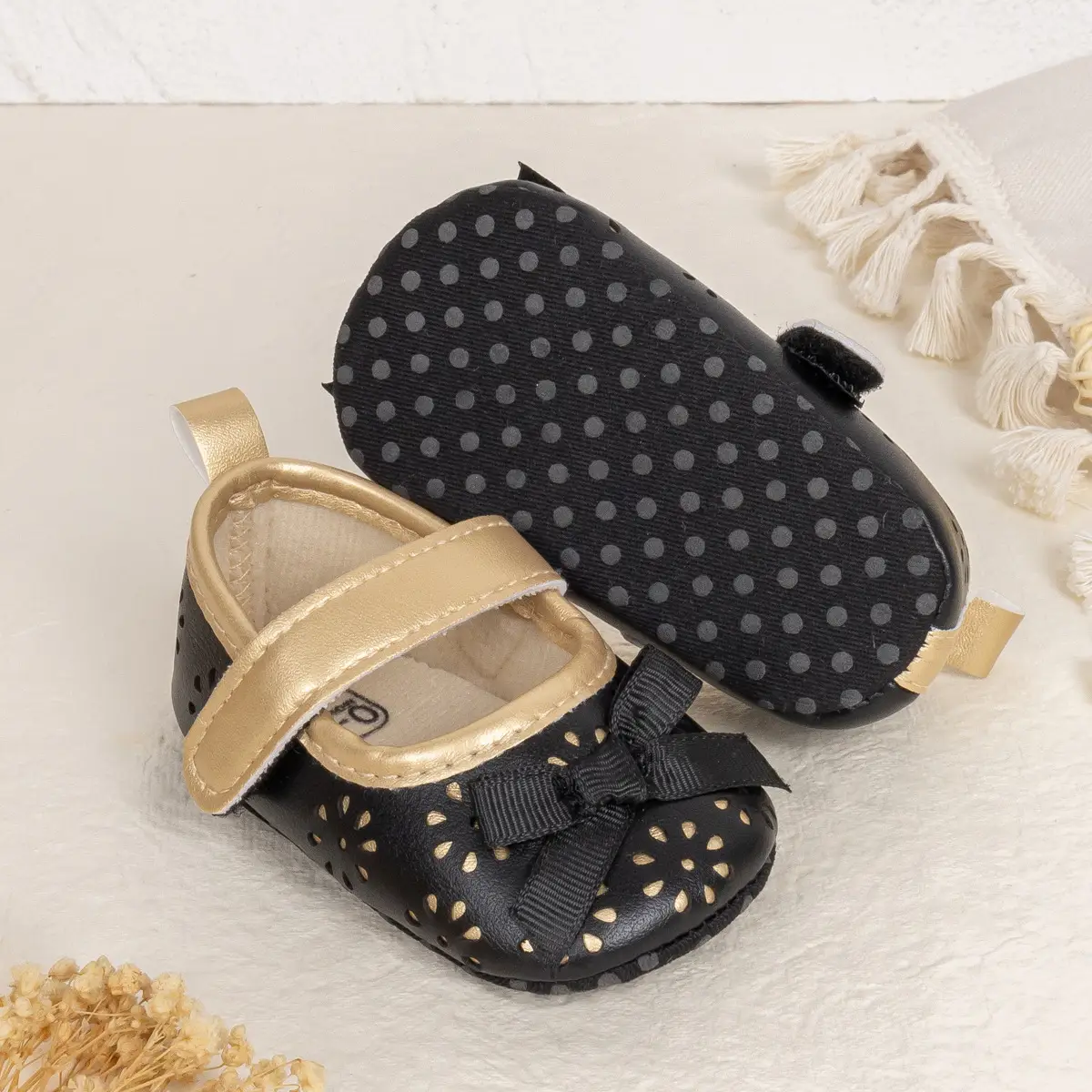 White Cut Out Baby Slippers for Girls