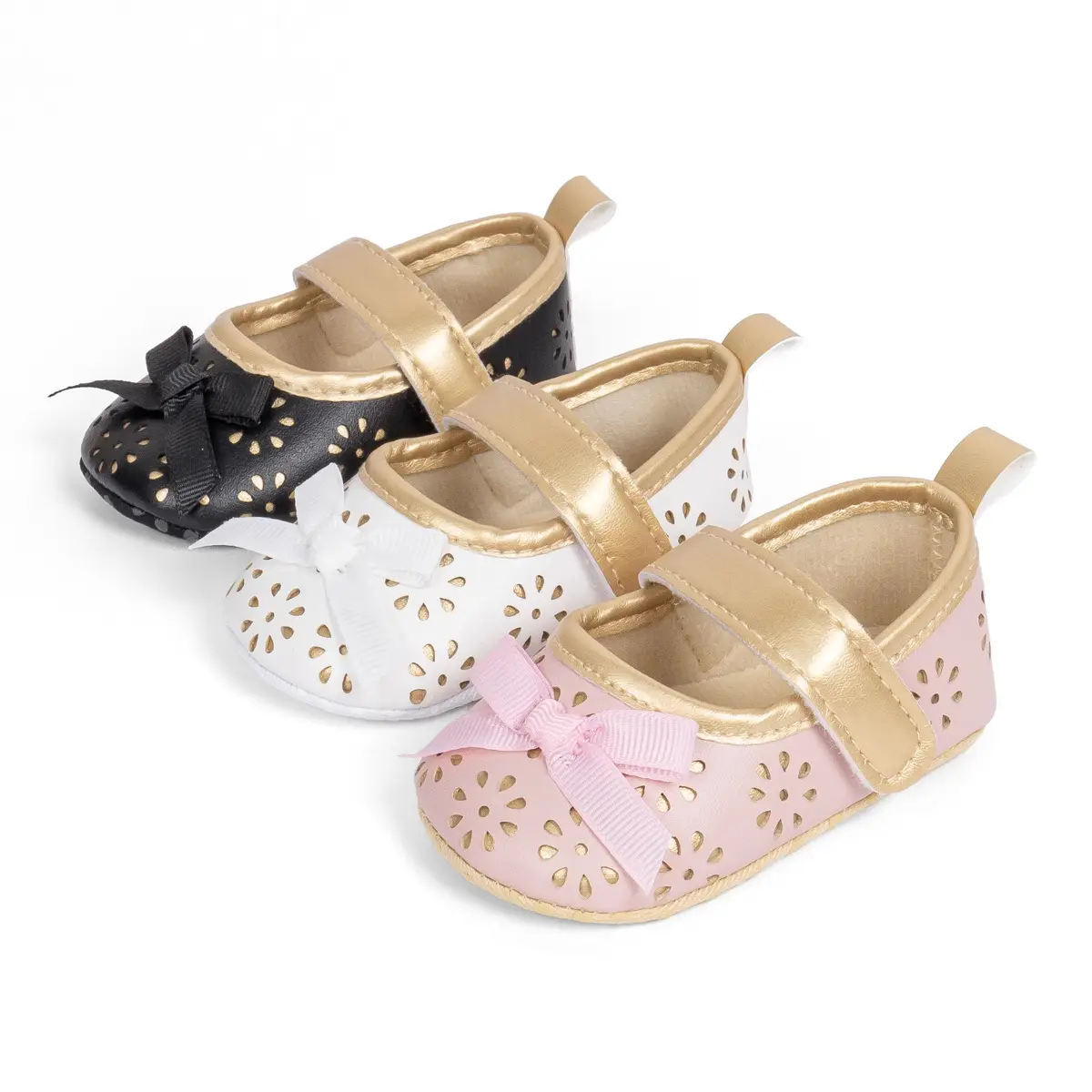 White Cut Out Baby Slippers for Girls