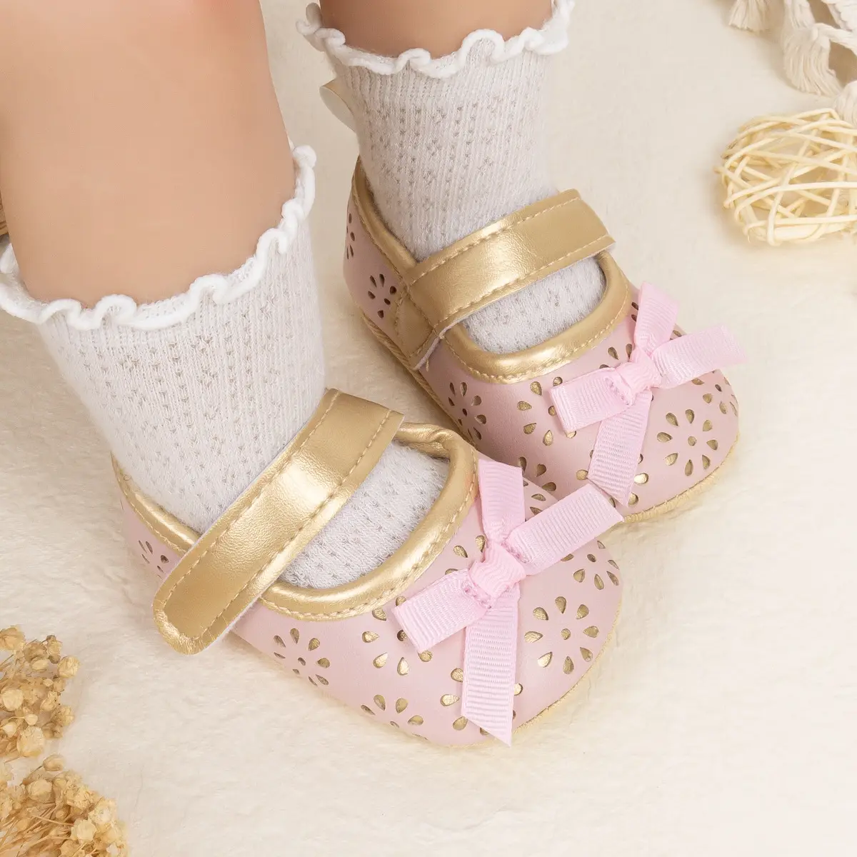 White Cut Out Baby Slippers for Girls — feature 10