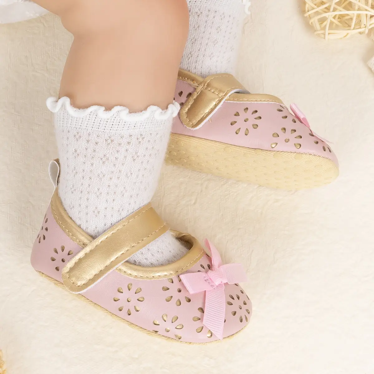 White Cut Out Baby Slippers for Girls — feature 11