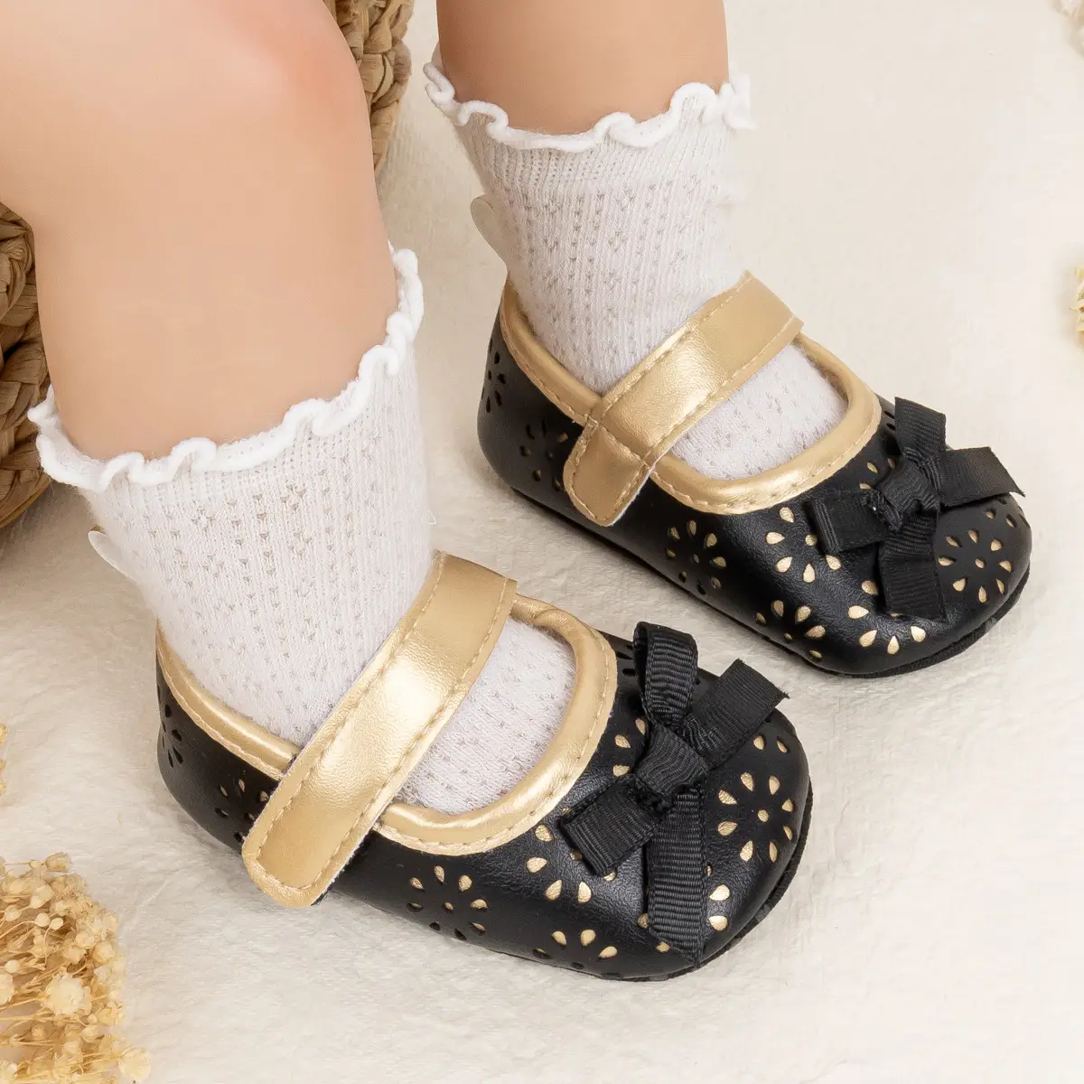 White Cut Out Baby Slippers for Girls — feature 15