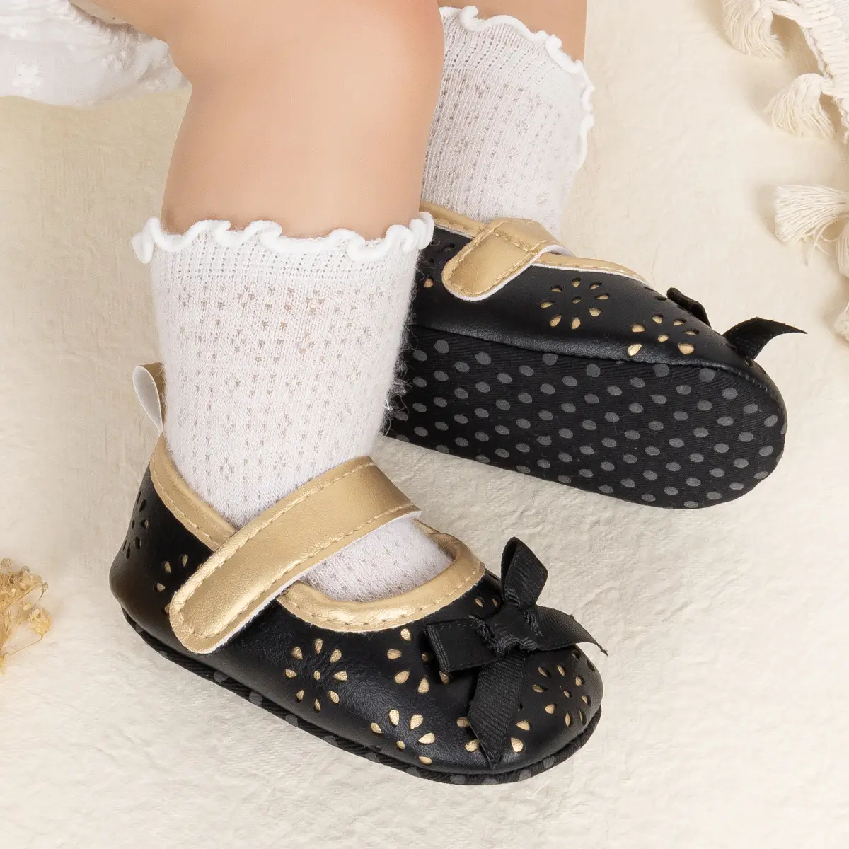 White Cut Out Baby Slippers for Girls — feature 16
