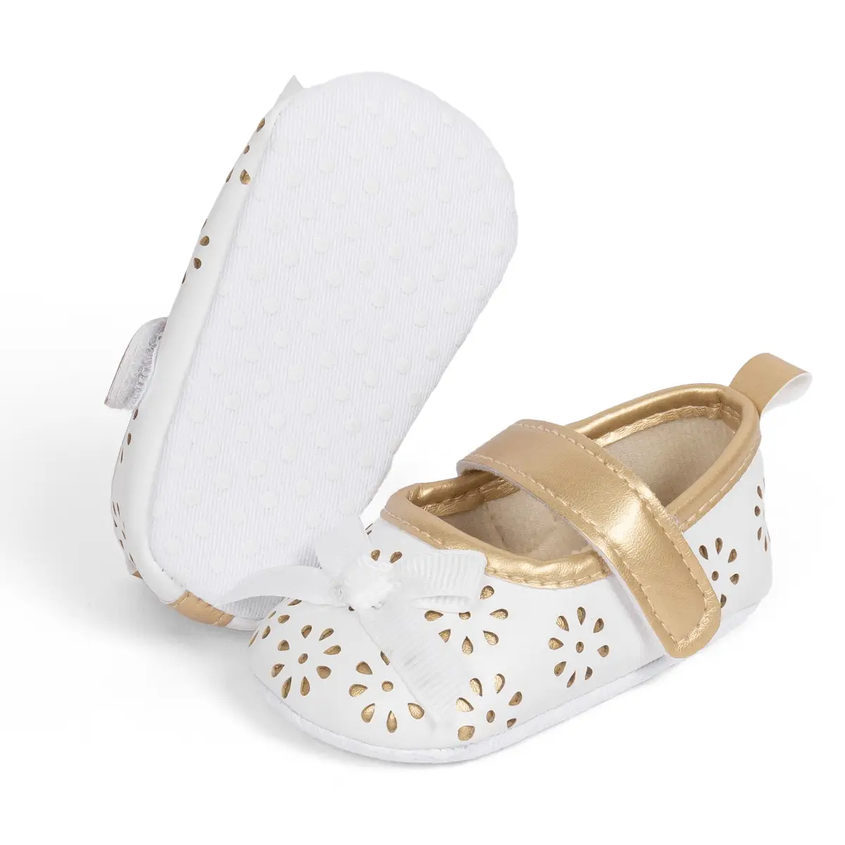 White Cut Out Baby Slippers for Girls — feature 23