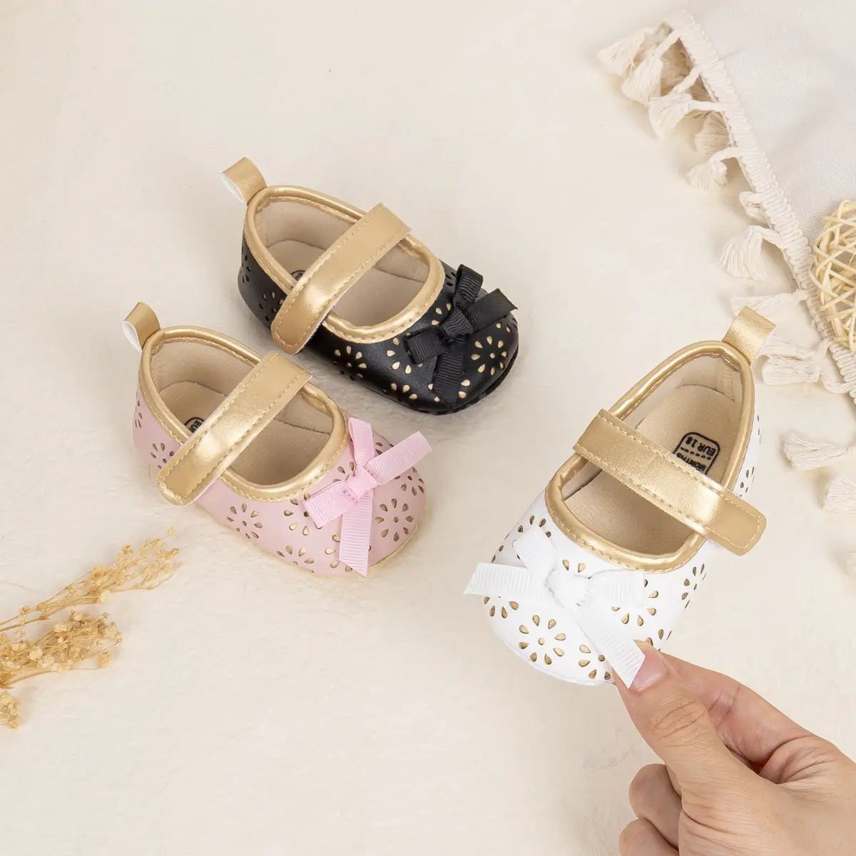 White Cut Out Baby Slippers for Girls — feature 4