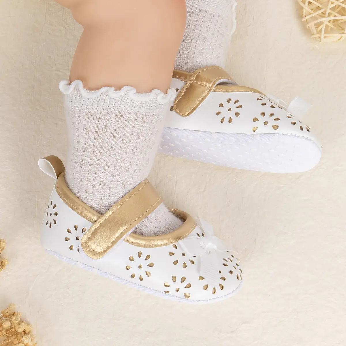 White Cut Out Baby Slippers for Girls — feature 6