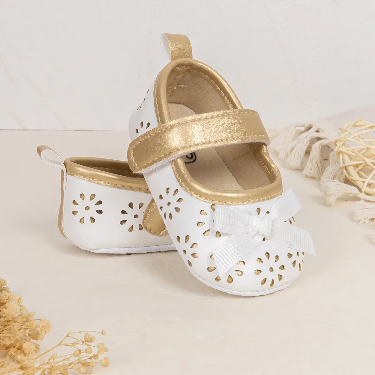 White Cut Out Baby Slippers for Girls — feature 7
