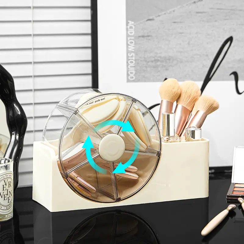 New Cosmetics Storage Box, Dressing Table, Skin Care Product Storage Rack with Rotating Organizer, Desktop Dust-Proof Cosmetic Box