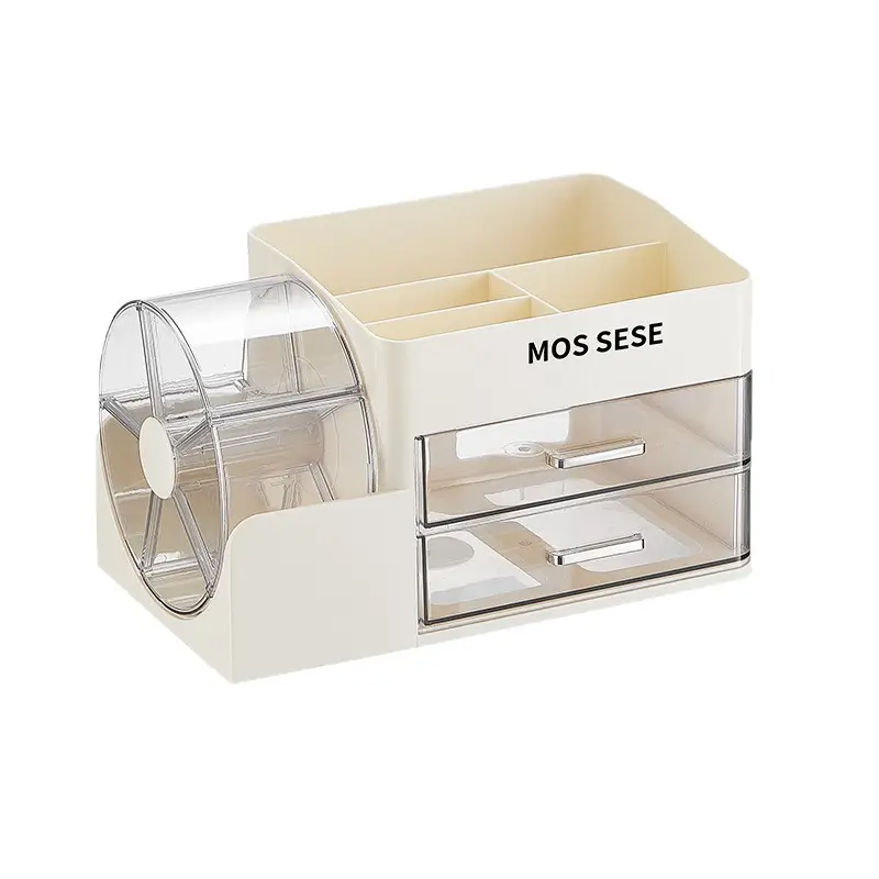 New Cosmetics Storage Box, Dressing Table, Skin Care Product Storage Rack with Rotating Organizer, Desktop Dust-Proof Cosmetic Box