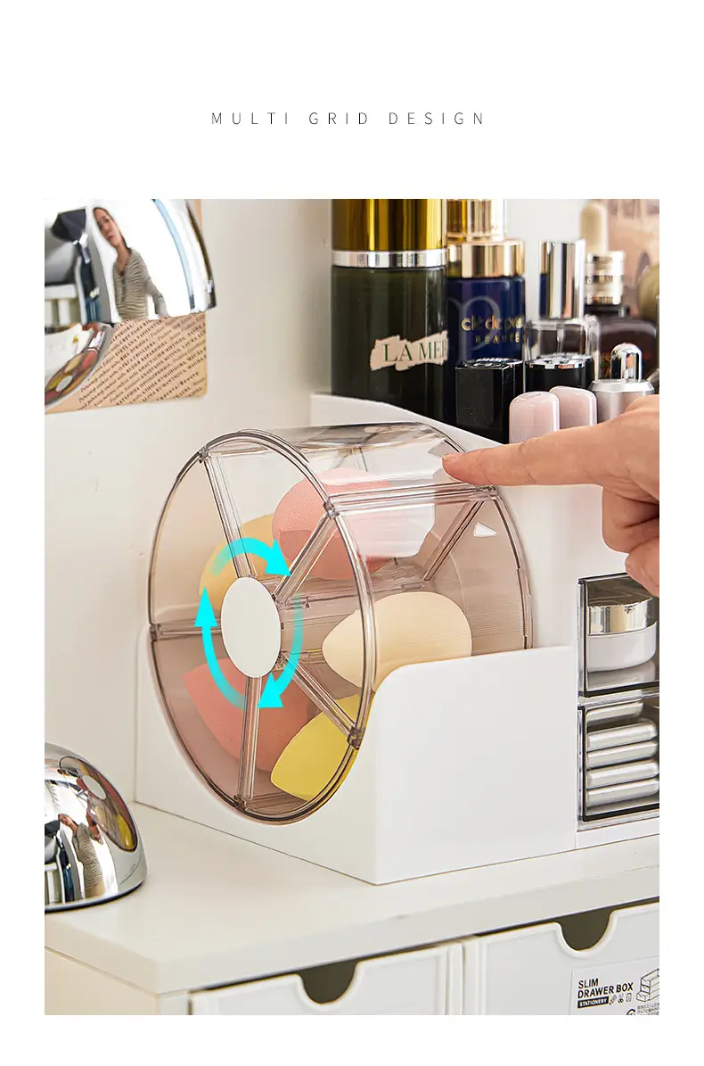 New Cosmetics Storage Box, Dressing Table, Skin Care Product Storage Rack with Rotating Organizer, Desktop Dust-Proof Cosmetic Box — feature 11