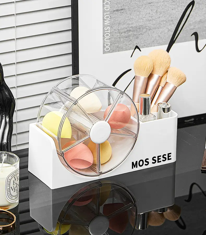 New Cosmetics Storage Box, Dressing Table, Skin Care Product Storage Rack with Rotating Organizer, Desktop Dust-Proof Cosmetic Box — feature 19