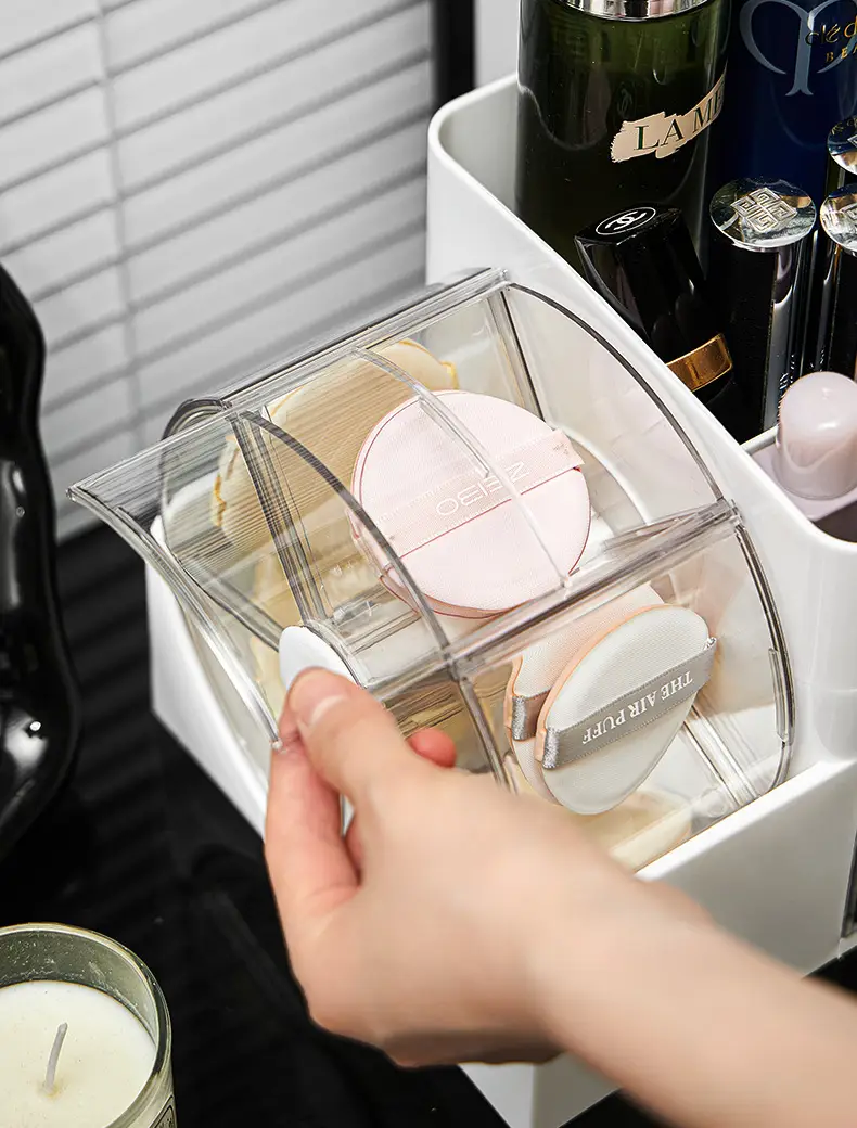 New Cosmetics Storage Box, Dressing Table, Skin Care Product Storage Rack with Rotating Organizer, Desktop Dust-Proof Cosmetic Box — feature 5