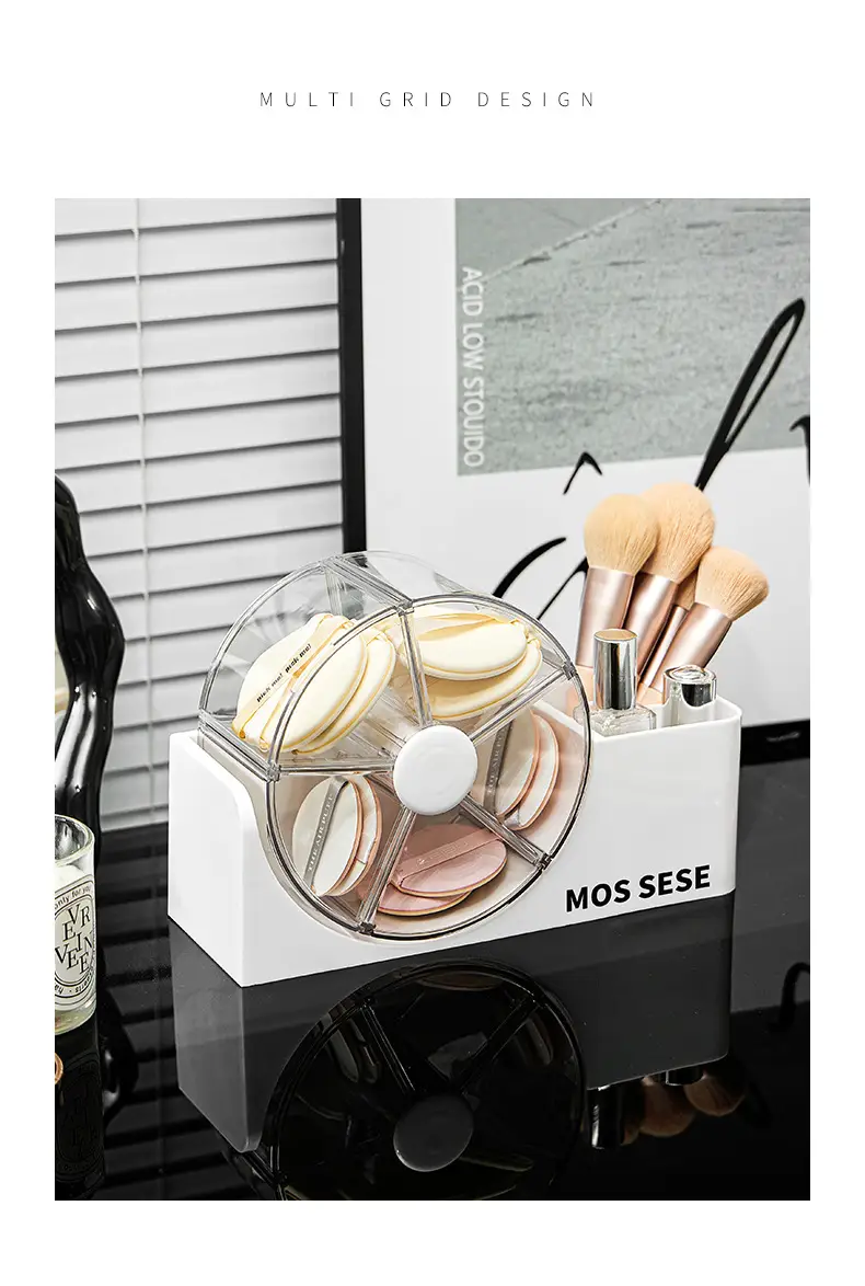 New Cosmetics Storage Box, Dressing Table, Skin Care Product Storage Rack with Rotating Organizer, Desktop Dust-Proof Cosmetic Box — feature 6