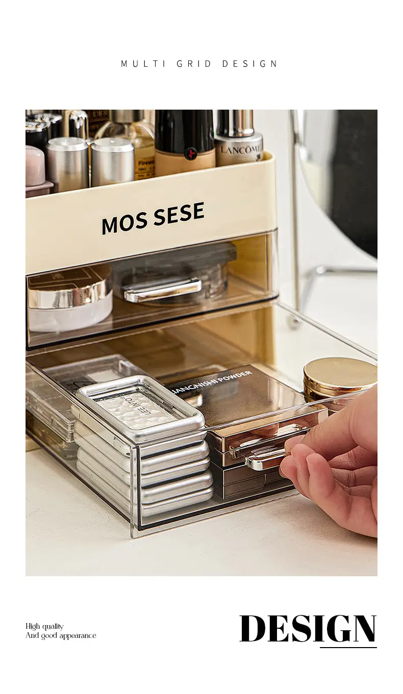 New Cosmetics Storage Box, Dressing Table, Skin Care Product Storage Rack with Rotating Organizer, Desktop Dust-Proof Cosmetic Box — feature 9
