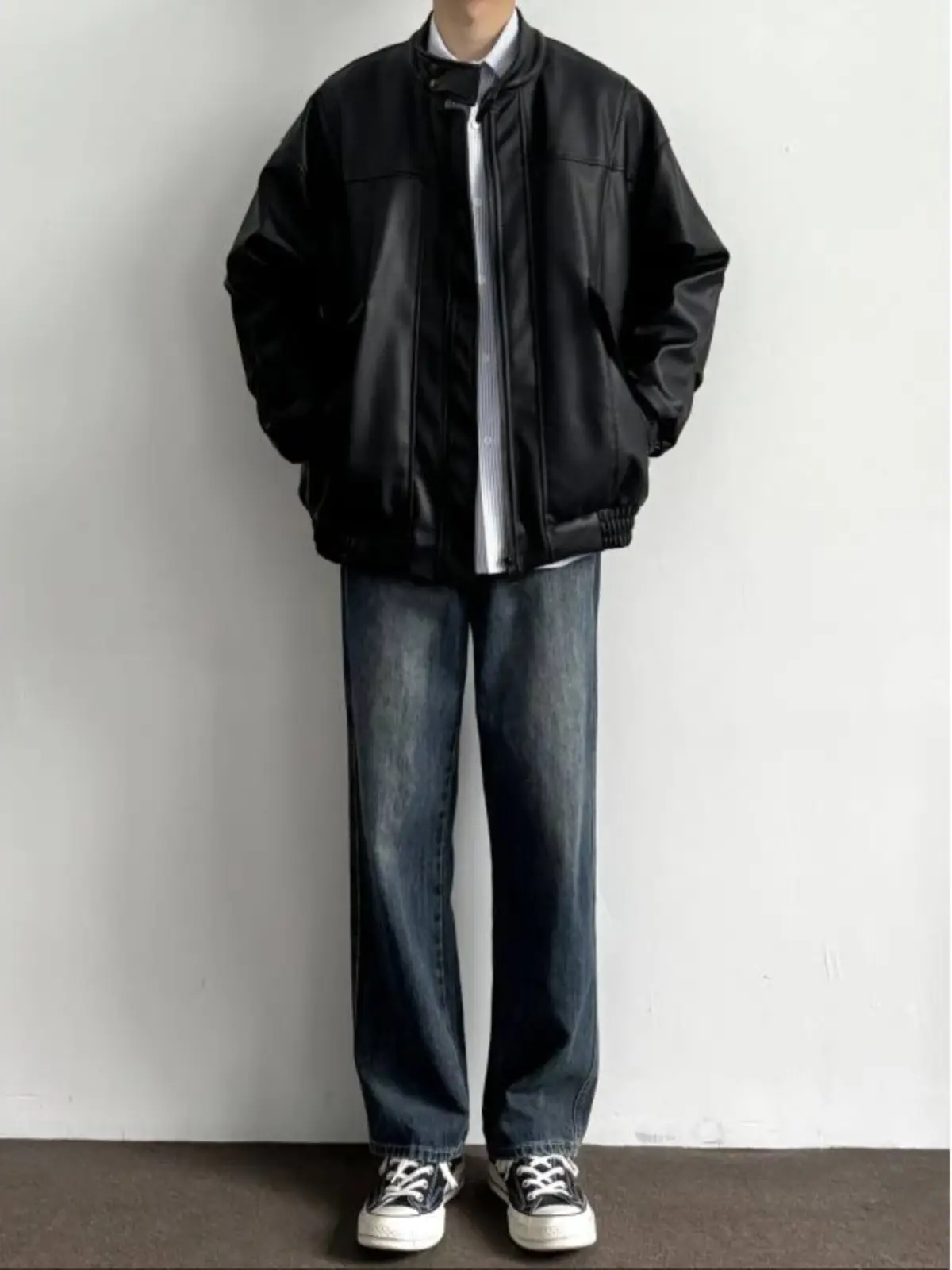 Men Dark Blue Jeans 2025 Spring Summer Loose Straight Fit — feature 2