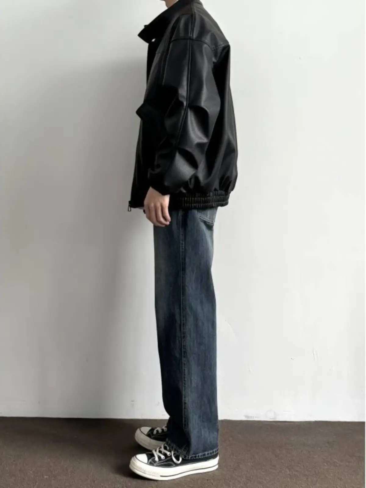 Men Dark Blue Jeans 2025 Spring Summer Loose Straight Fit — feature 5