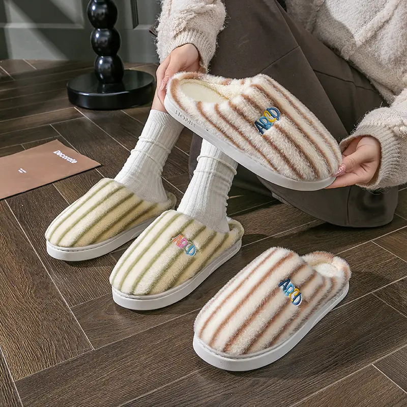 Women's Autumn and Winter Dormitory Wear-Resistant Fleece-Lined Warm Home Slippers for Couples, Men's Slippers - Image 7