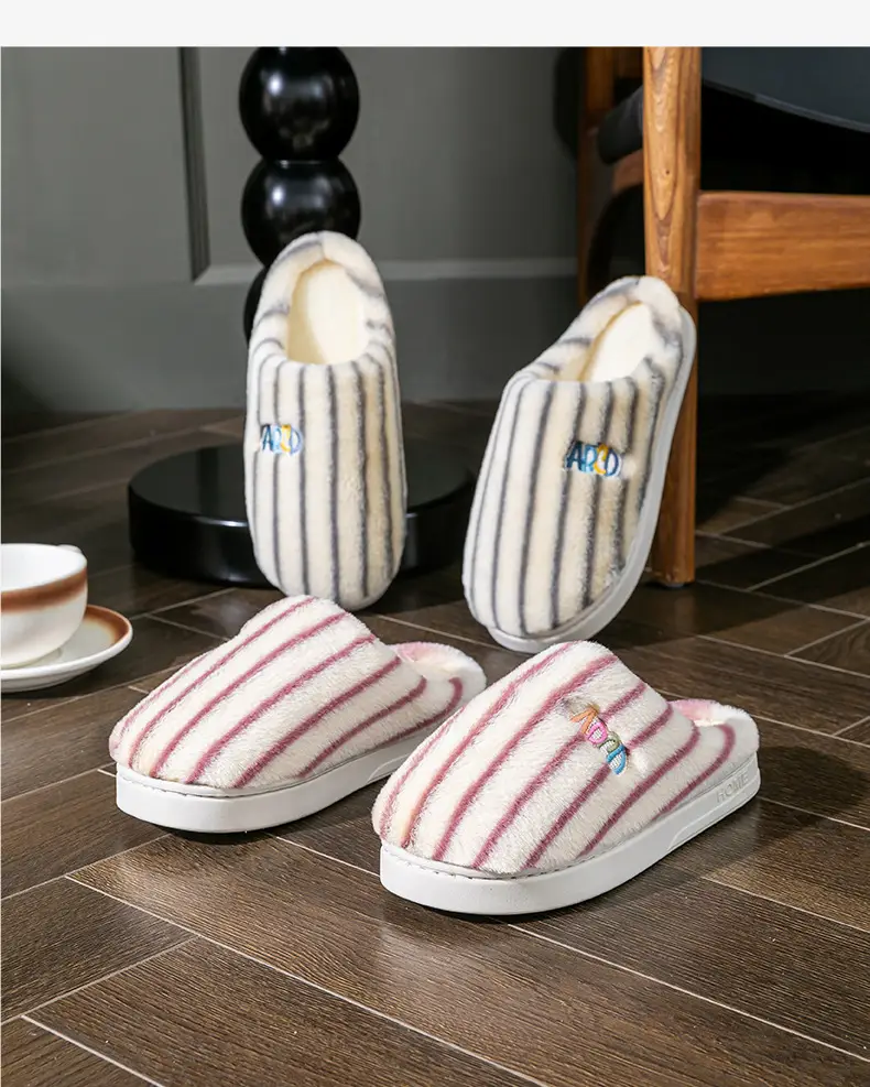 Women's Autumn and Winter Dormitory Wear-Resistant Fleece-Lined Warm Home Slippers for Couples, Men's Slippers — feature 15