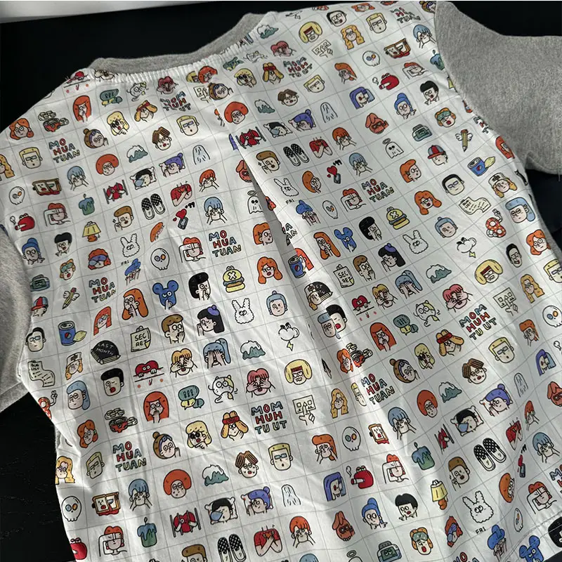 Kids Cotton Cartoon Printed T-Shirt Grey 2025 - Image 4