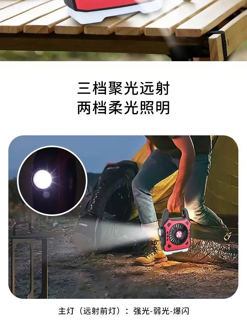 Portable Outdoor Camping Fan Lamp Blue Black Multi-Functional β feature 5