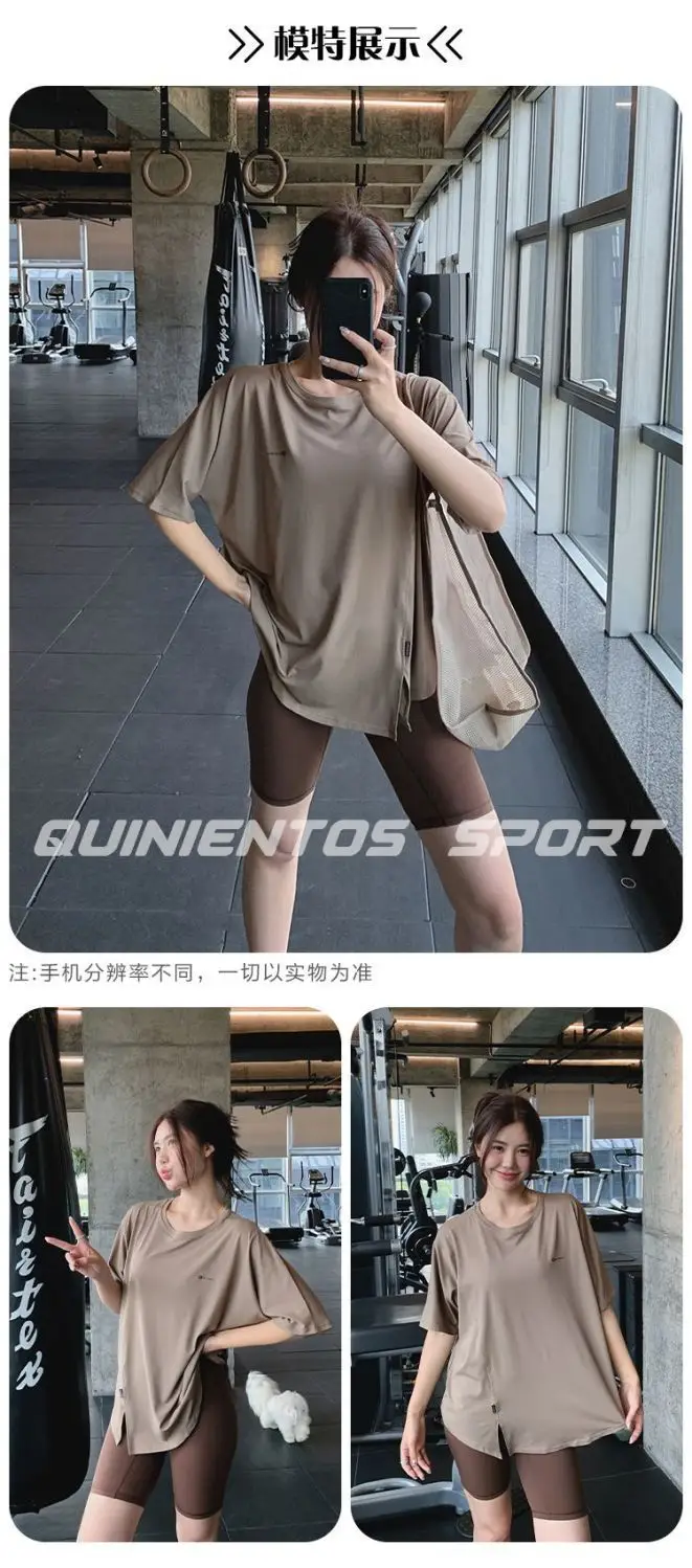 Yoga Wear Plus Size Fitness Wear Summer Short-Sleeved Loose Fat Girl Mid-Length Hip-Covering Outdoor Sports Running Suit — feature 3