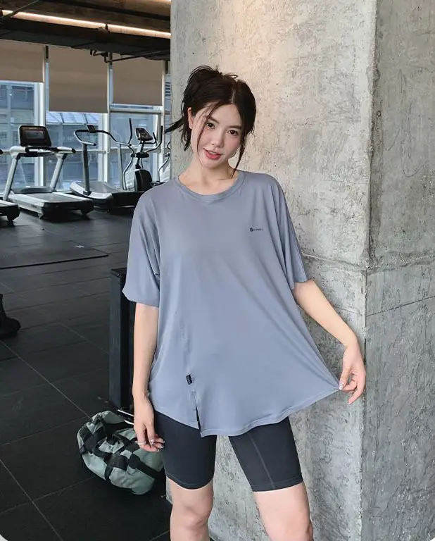 Yoga Wear Plus Size Fitness Wear Summer Short-Sleeved Loose Fat Girl Mid-Length Hip-Covering Outdoor Sports Running Suit — feature 6