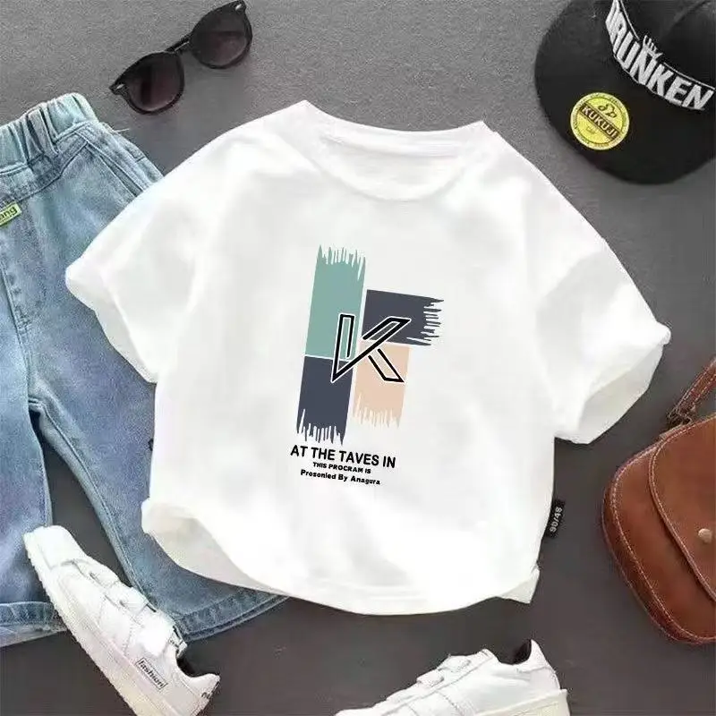 100% Cotton Heart Print Kids T-Shirt White Medium