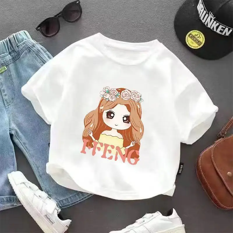 100% Cotton Heart Print Kids T-Shirt White Medium