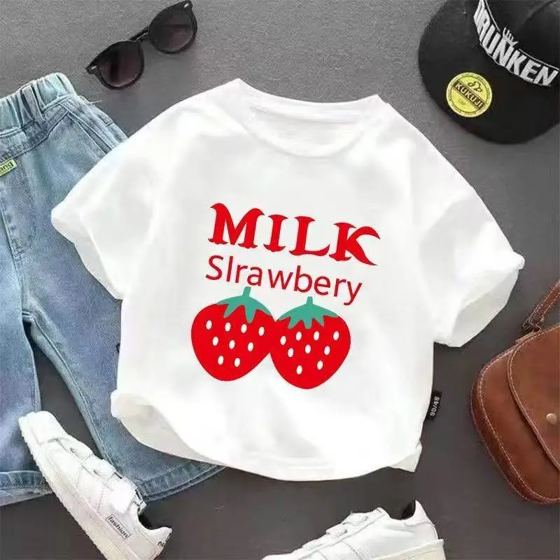 100% Cotton Heart Print Kids T-Shirt White Medium