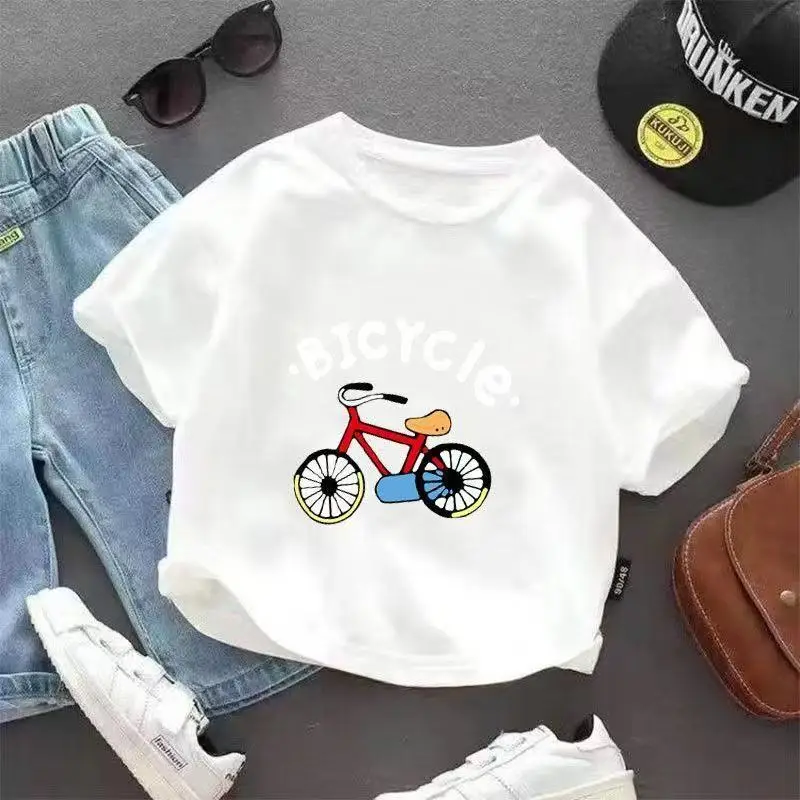 100% Cotton Heart Print Kids T-Shirt White Medium
