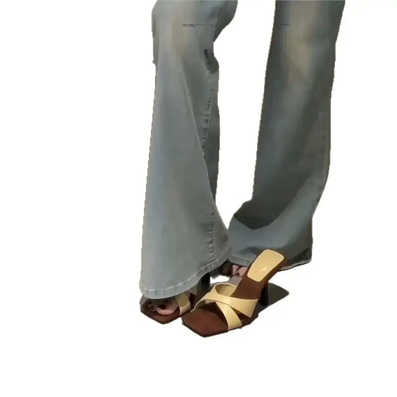 French Retro Stiletto High Heels Women Square Toe Cross Strap Sandals - Image 8
