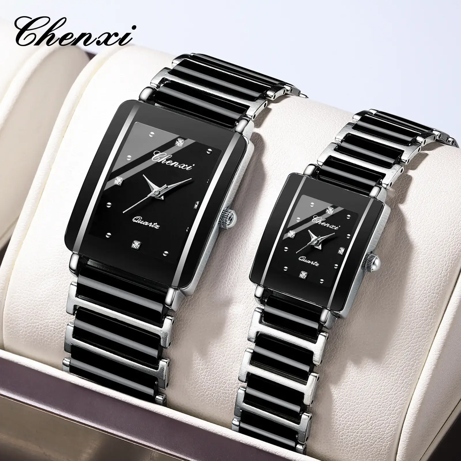 Chenxi Ceramic Square Couple Watches Women Men Wholesale