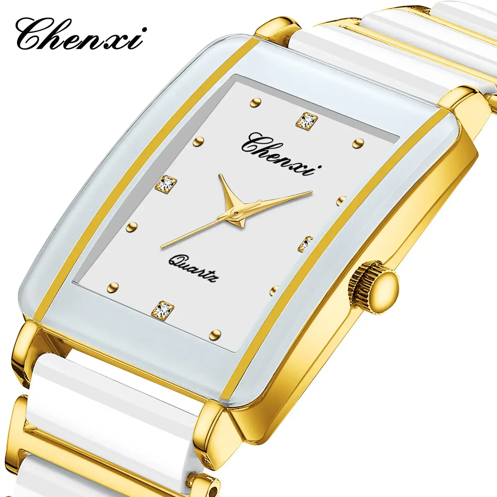 Chenxi Ceramic Square Couple Watches Women Men Wholesale
