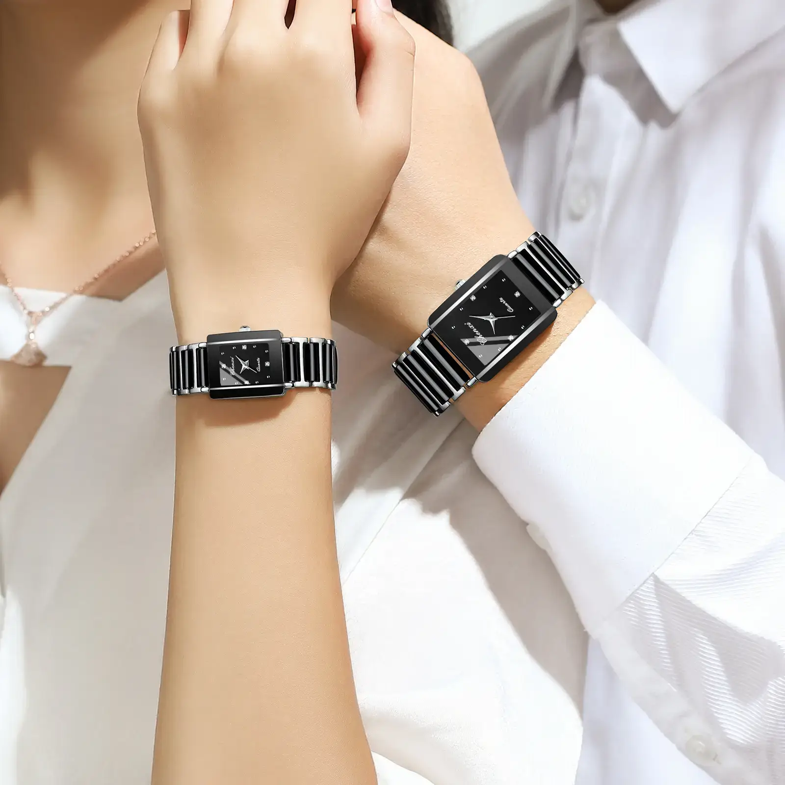 Chenxi Ceramic Square Couple Watches Women Men Wholesale