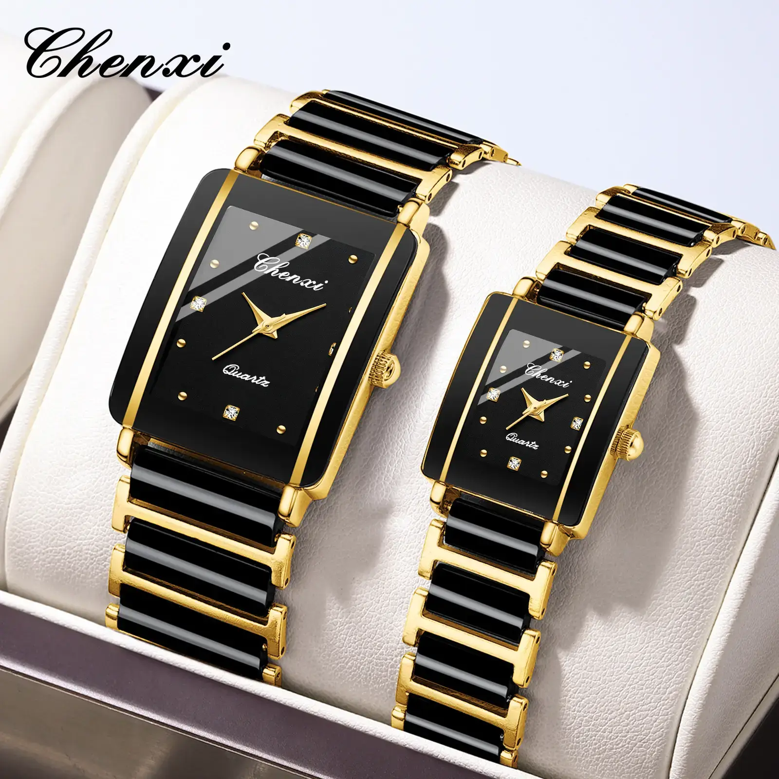 Chenxi Ceramic Square Couple Watches Women Men Wholesale