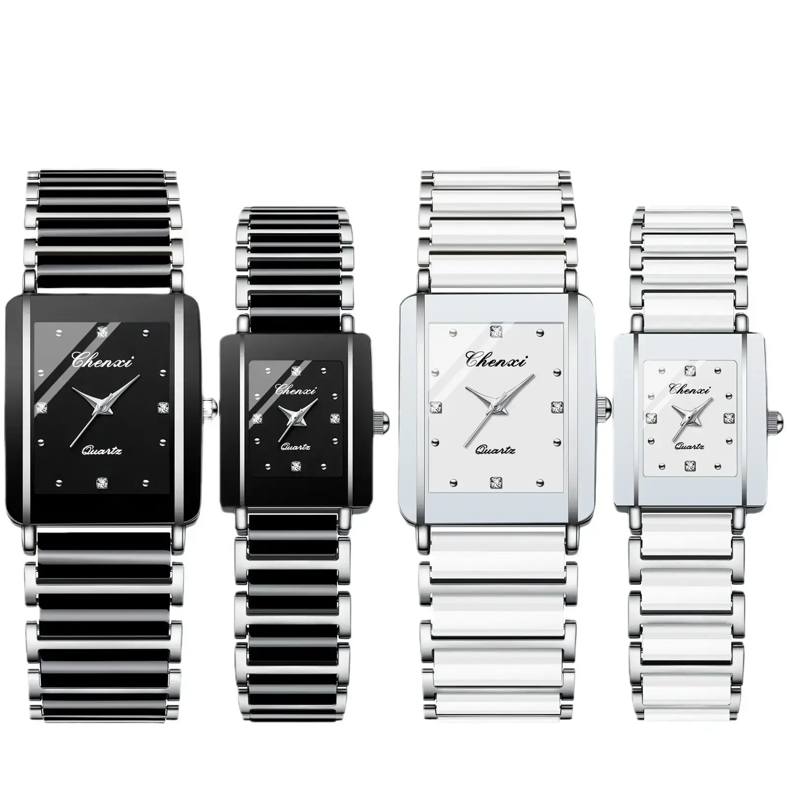 Chenxi Ceramic Square Couple Watches Women Men Wholesale