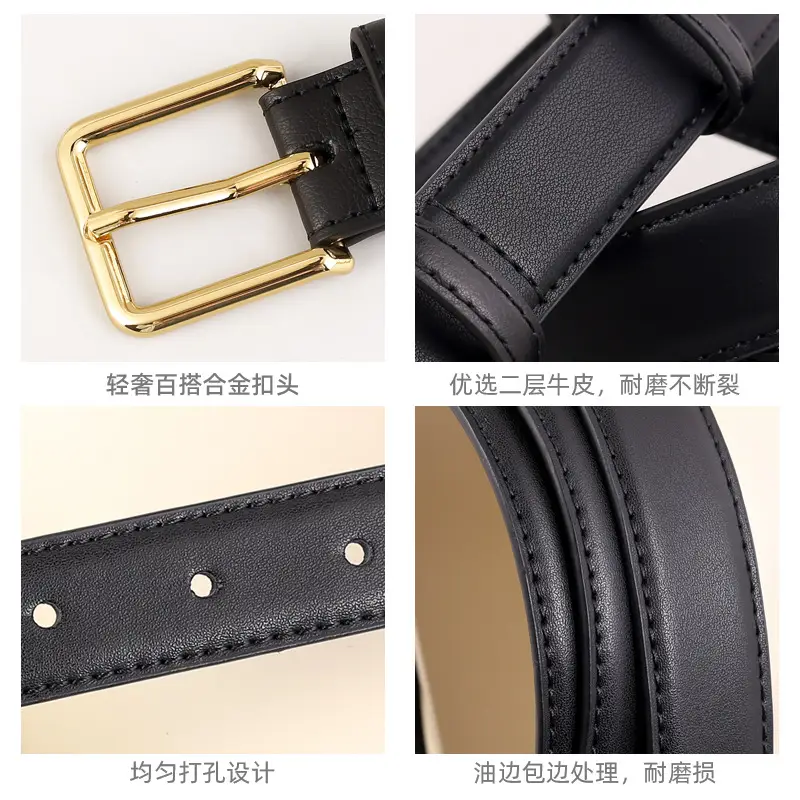 Women's Genuine Leather Belt Neutral Brown Retro Style - Image 9