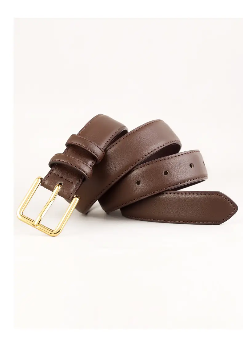 Women's Genuine Leather Belt Neutral Brown Retro Style — feature 12