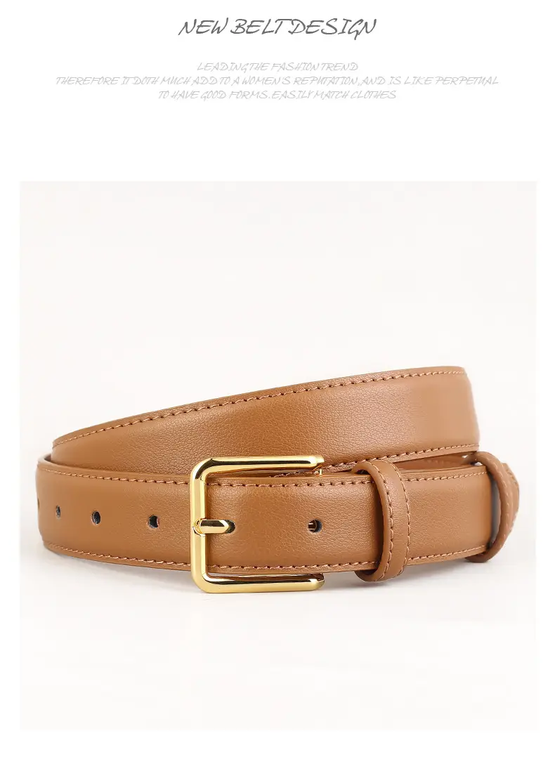 Women's Genuine Leather Belt Neutral Brown Retro Style — feature 24
