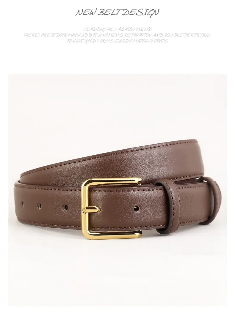 Women's Genuine Leather Belt Neutral Brown Retro Style — feature 25