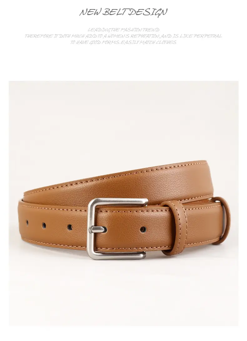 Women's Genuine Leather Belt Neutral Brown Retro Style — feature 27