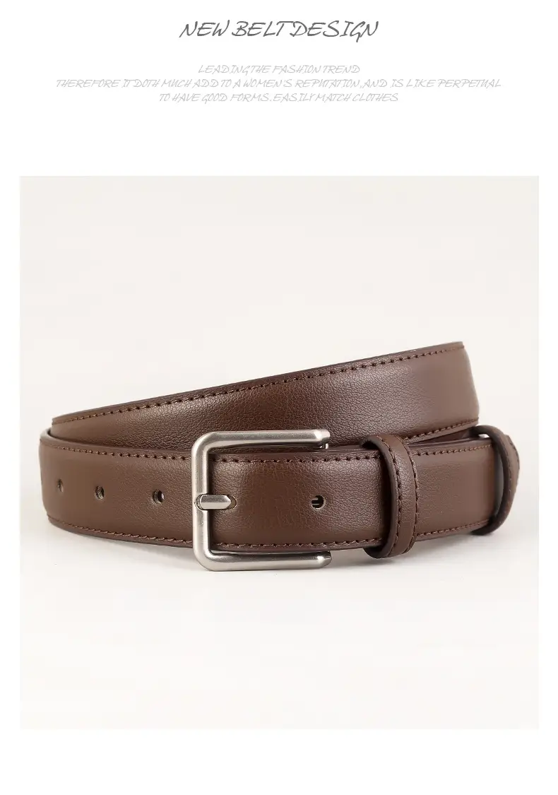 Women's Genuine Leather Belt Neutral Brown Retro Style — feature 28