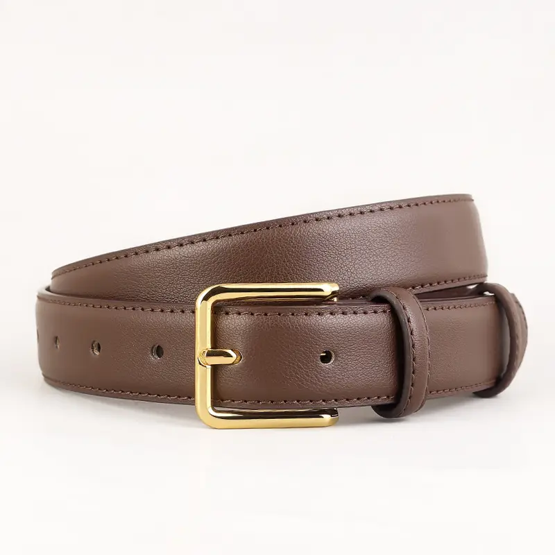 Women's Genuine Leather Belt Neutral Brown Retro Style - Image 3