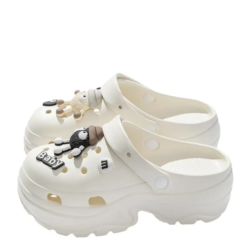 Thick-Soled Croc Shoes Women's 2024 New Anti-Slip and Deodorant Beach Heightening Eva Sandals and Slippers for Summer Outerwear